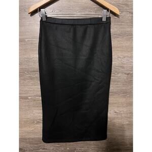 Saks Fifth Avenue 5/48 Womens Vegan Leather Pencil Skirt Black Sz XS Midi